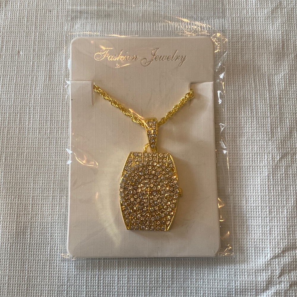 Trendy rap hip hop “iced out” watch chain and pendant.